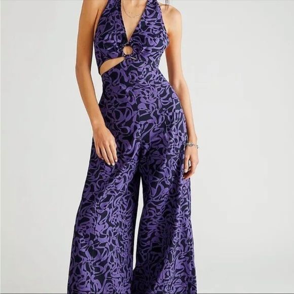 Free People Wide Leg Kira Jumpsuit Size Large Brand New - Picture 2 of 7